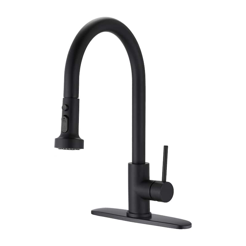 DORNBERG Stainless Steel Pull Down Kitchen Faucet with Sprayer - Matte Black