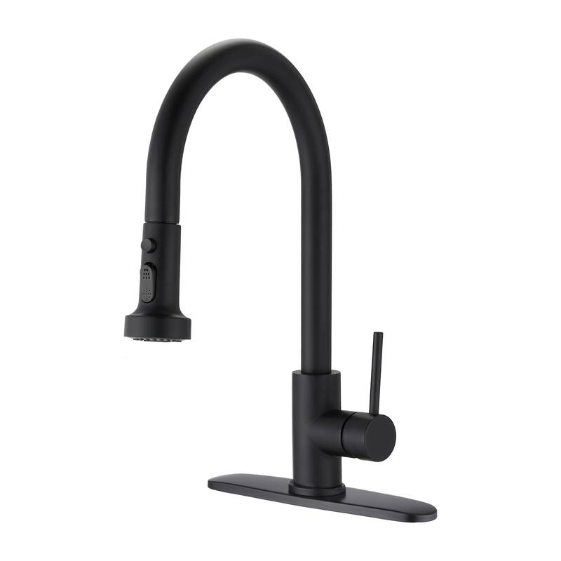Proox Single Handle High Arc Pull Down Kitchen Faucet - Matte Black