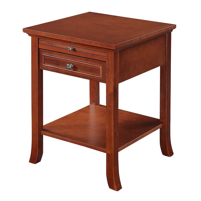 Rustic End Table with Drawer - Home Accent Storage Side Table, Black Finish, 24" High - 24