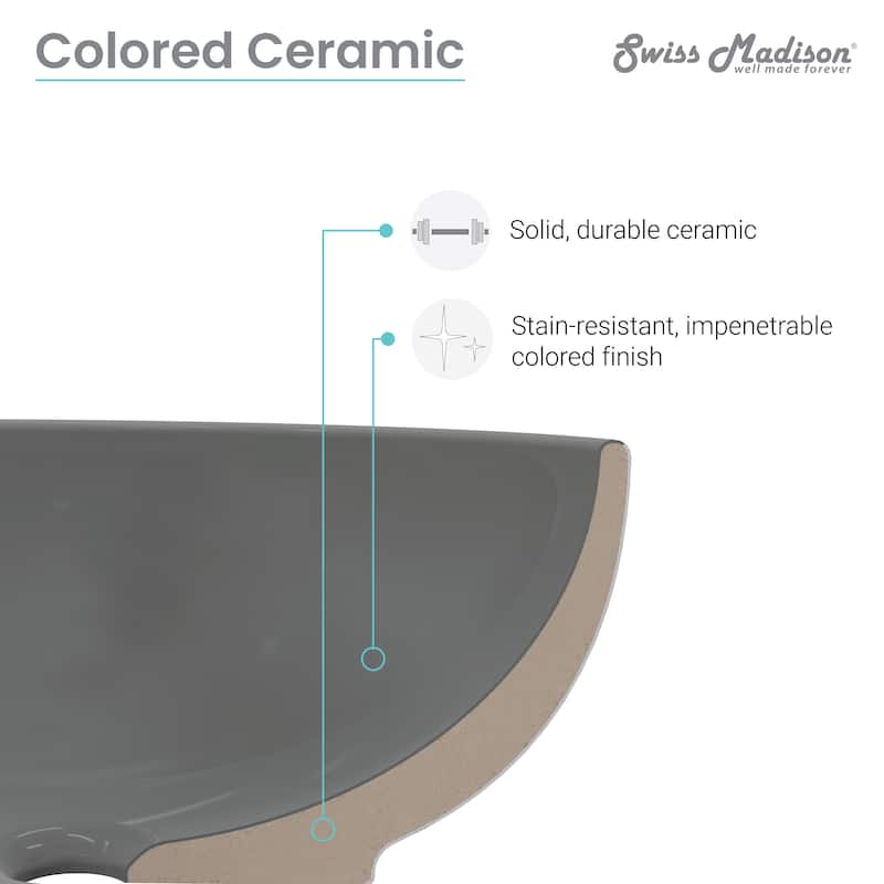 Chaux 16 Color Ceramic Sink In Matte Grey - 15.65" x 15.65" 5.3"