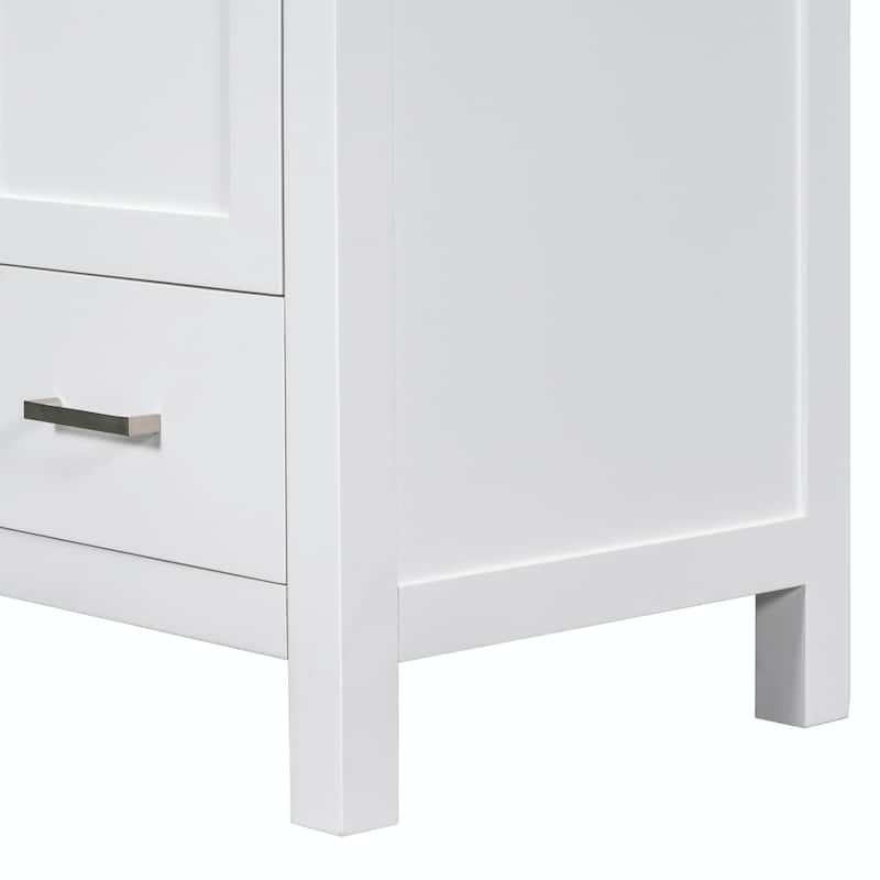 30" White Bathroom Vanity with Single Sink, 2 Doors, and Drawer