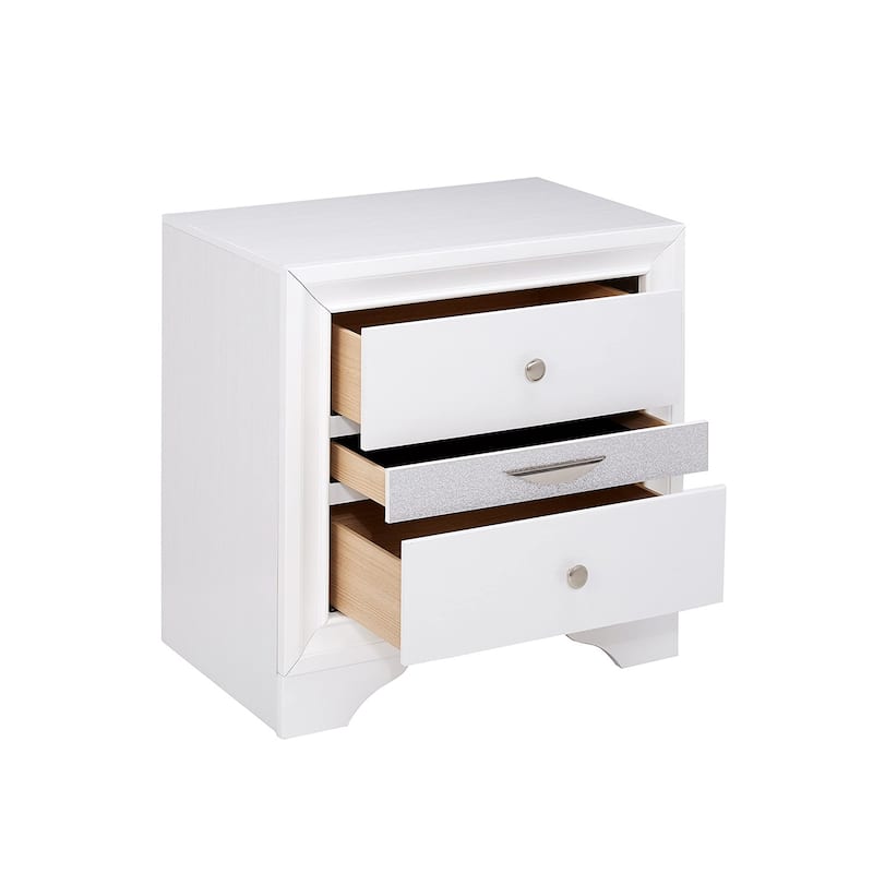 2 Drawers and 1 Jewelry Drawer Nightstand - White