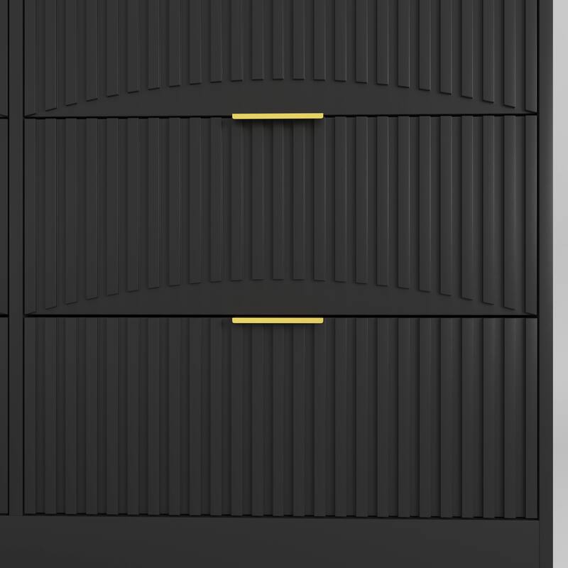 Modern 8-Drawer Dresser, 47.2" Wide Wood Chest of Drawers with Gold Metal Handles for Bedroom & Living Room