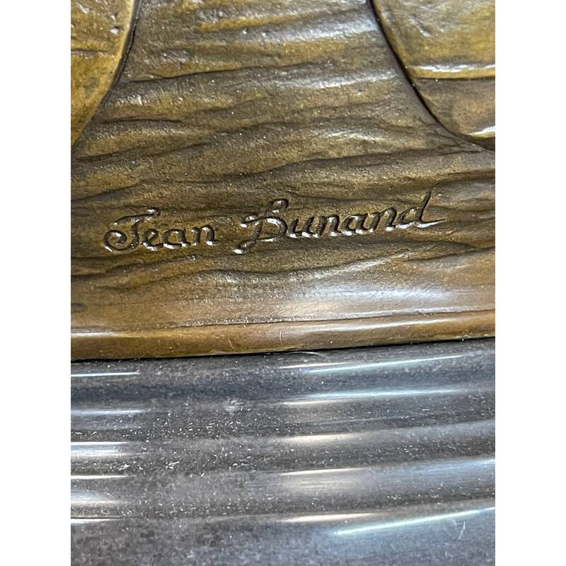 Bronze Metal Vase W/ Frogs On Lilly Pads Handmade Sculpture Signed Jean Bunand