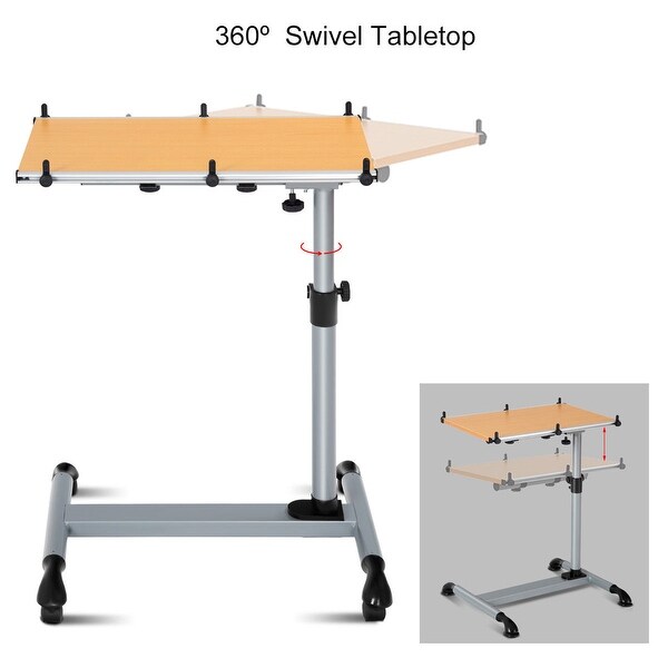 Mobile Laptop Stand Desk Height Adjustable W Casters Sofa Side Table New