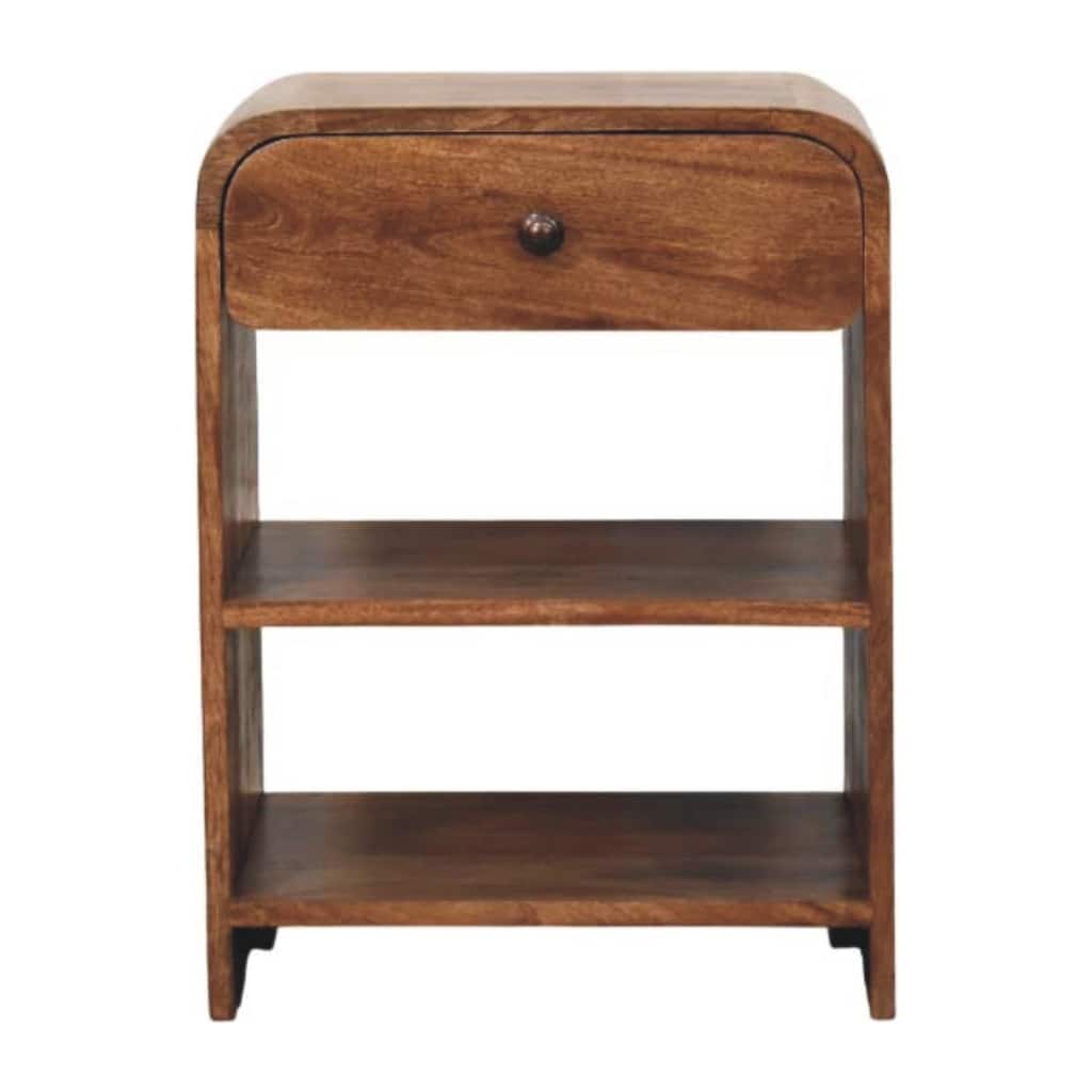 Artisan Furniture Solid Wood Open Shelf Bedside with Drawer