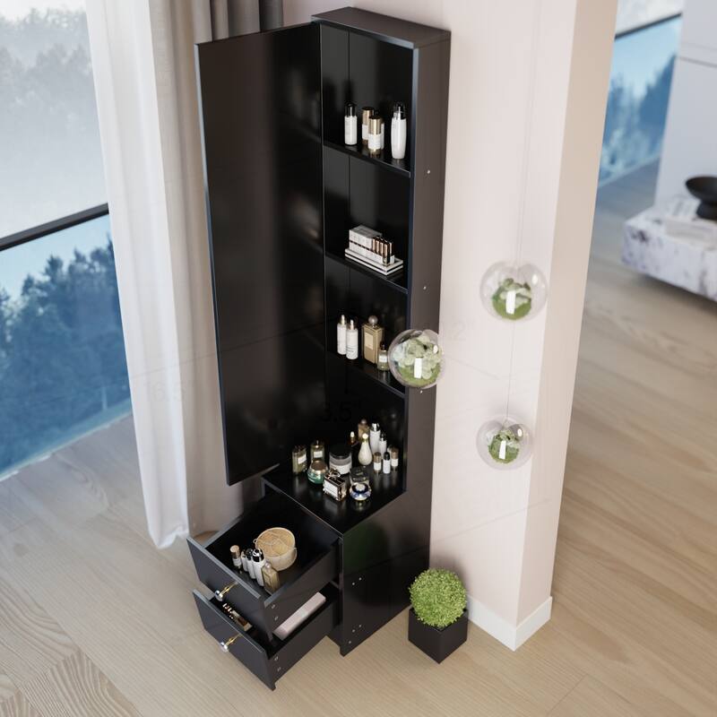 Stylish and Practical Multi-Layered Full Body Mirror Cabinet for Storage