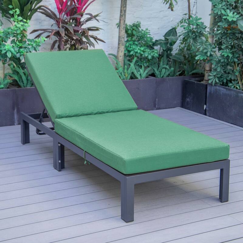 Chelsea Heavy-Duty Aluminum Outdoor Chaise Lounge with Machine-Washable Fade-Resistant Cushions, Lay-Flat Design