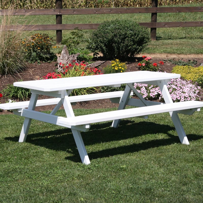 Pine 6' Picnic Table with Attached Benches