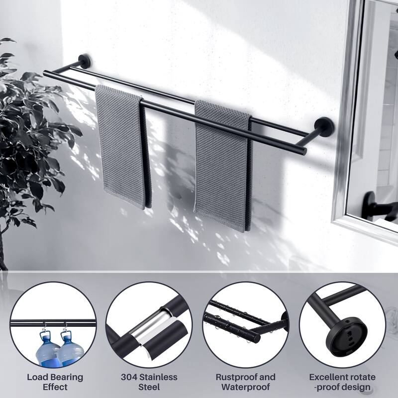 WOWOW Wall Mounted Stainless Steel Double Towel Bar