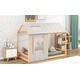 preview thumbnail 3 of 16, Twin Size Wood House Platform Bed with Roof and Window