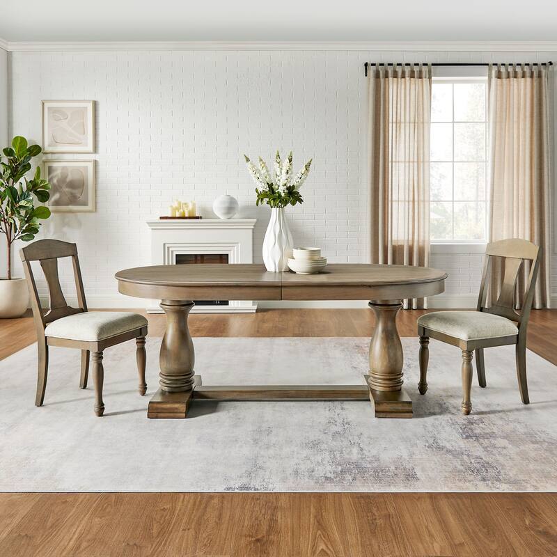 Mid Century Style Linen Upholstered Dining Chairs 2 Piece Set
