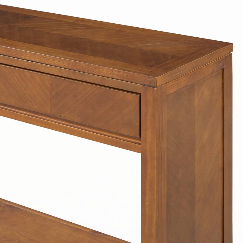 55" Rustic Wooden Entryway Console Table(Honey)