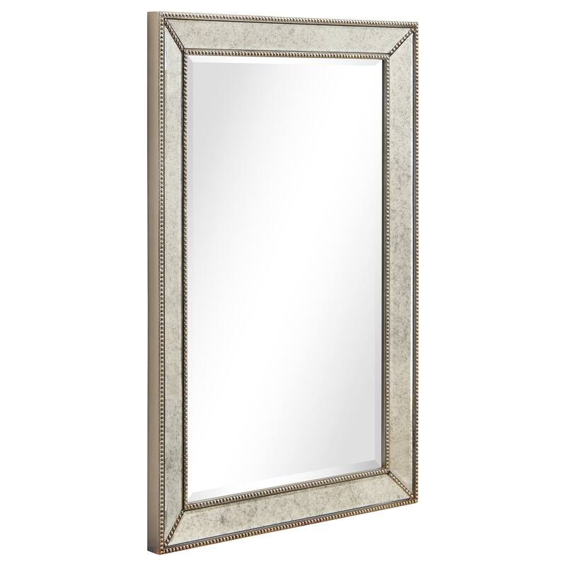 Champagne Bead Beveled Rectangular Wall Mirror - Clear