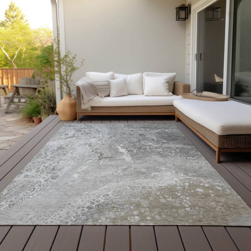 Machine Washable Indoor/ Outdoor Chantille Modern Abstract Rug