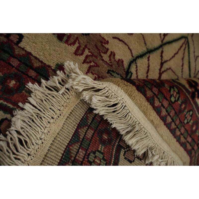 Hand Knotted Oriental 100% Wool Carpet Traditional All-Over Beige & Ivories Agra Area Rug - 11' 9'' X 8' 9''