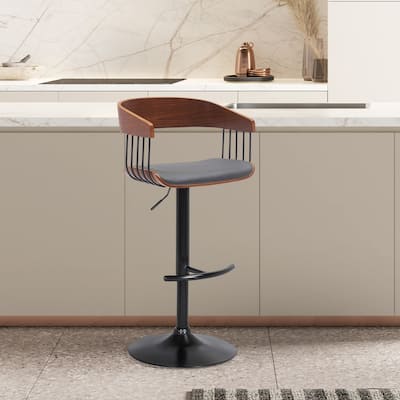 Larisa Metal and Wood Adjustable Height Swivel Bar Stool