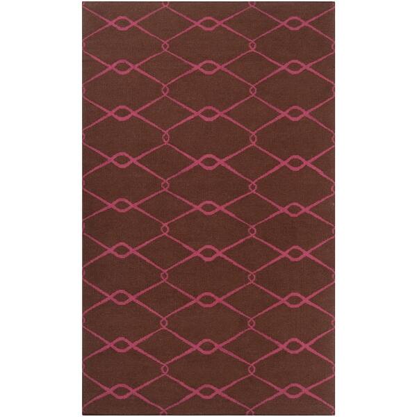 slide 2 of 6, Hand-woven Pink Yehren Wool Area Rug - 8' x 11' - 8' x 11' Brown - 8' x 11' - Rectangle