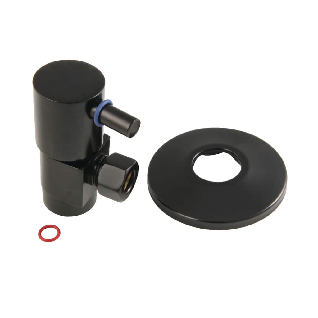 Kingston Brass 1/2"IPS x 3/8"O.D. Anti-Seize Deluxe Quarter-Turn Ceramic Hardisc Cartridge Angle Stop with Flange