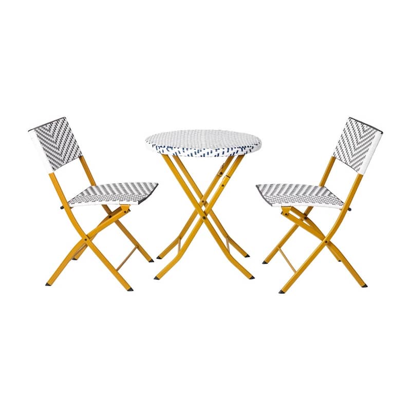 3PC Indoor/Outdoor PE Rattan Folding Bistro Set