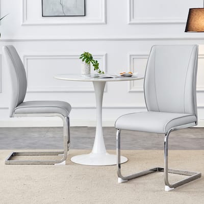 Set of 2 High Resilience Dining Chair with Arched Metal Silver Leg