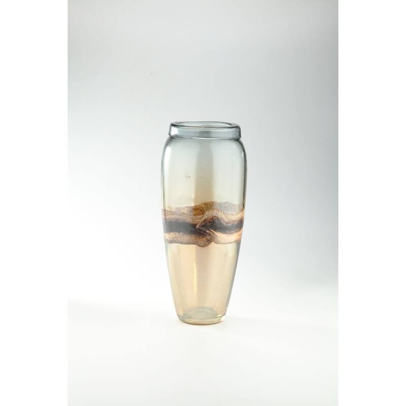 13.5" Brown Abstract Design Glass Flower Vase
