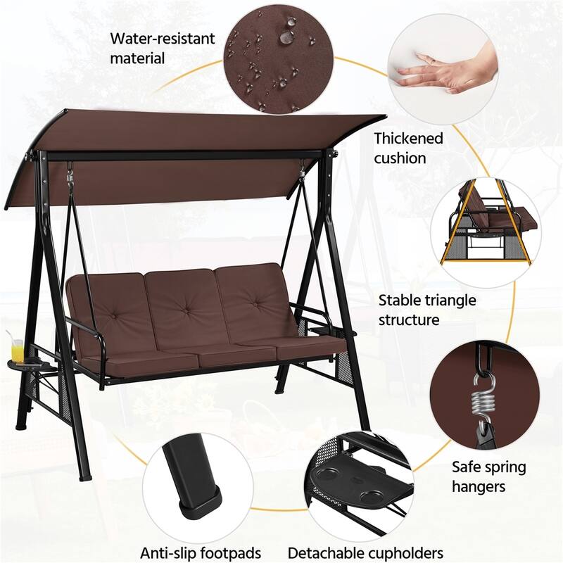 Yaheetech 3-Seat Outdoor Patio Swing Chair