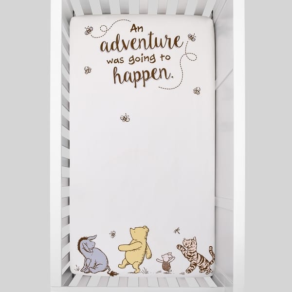 slide 2 of 4, Disney Classic Pooh Hunny Fun Fitted Crib Sheet