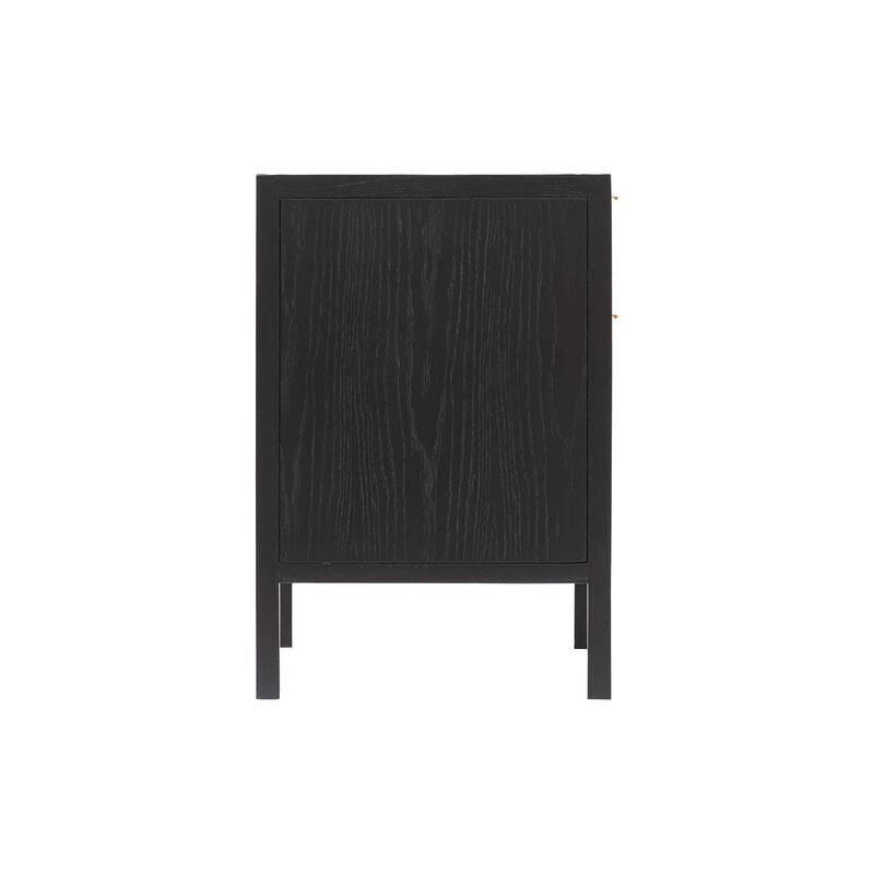Cane Rattan Filing Cabinet, Black/ Beige