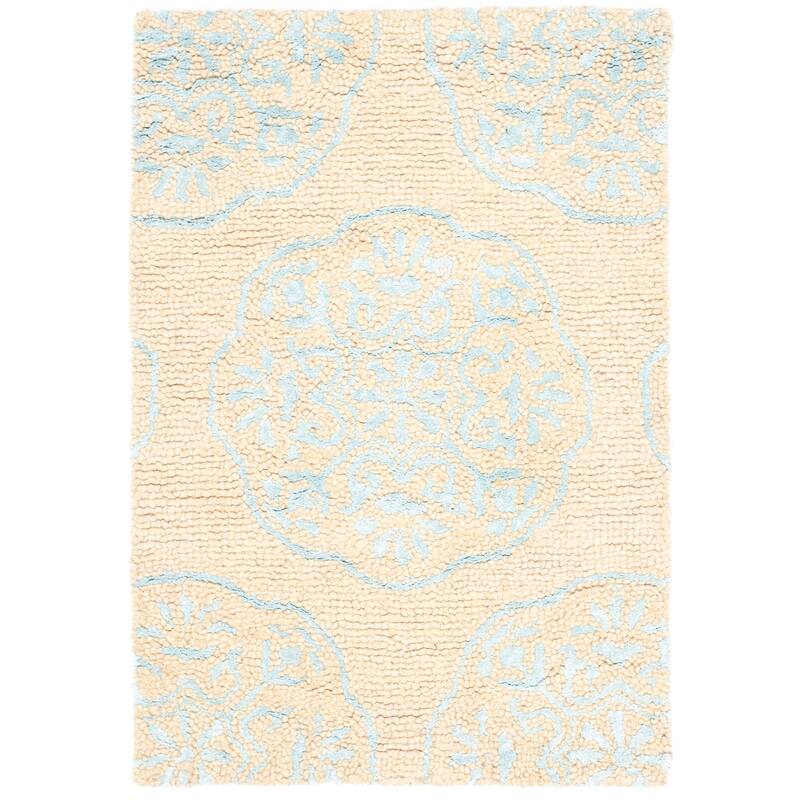 SAFAVIEH Handmade Bella Abygaelle Modern Floral Wool Rug - 2' x 3' - Beige/Blue