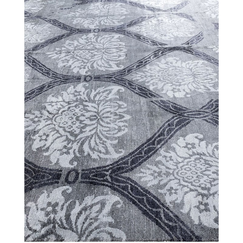 Modern One-of-a-Kind Hand-Knotted Area Rug - Gray, 9' 2" x 12' 5" - 9' 2" x 12' 5"