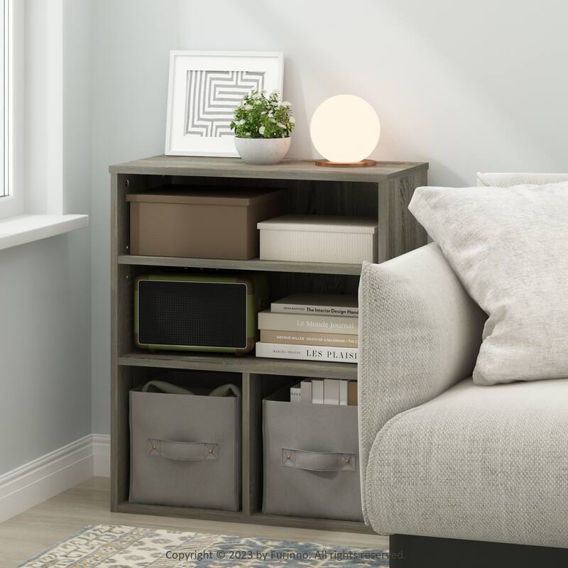 28.1 in. Tall French Oak Gray Wood 3-Shelf Bookcase