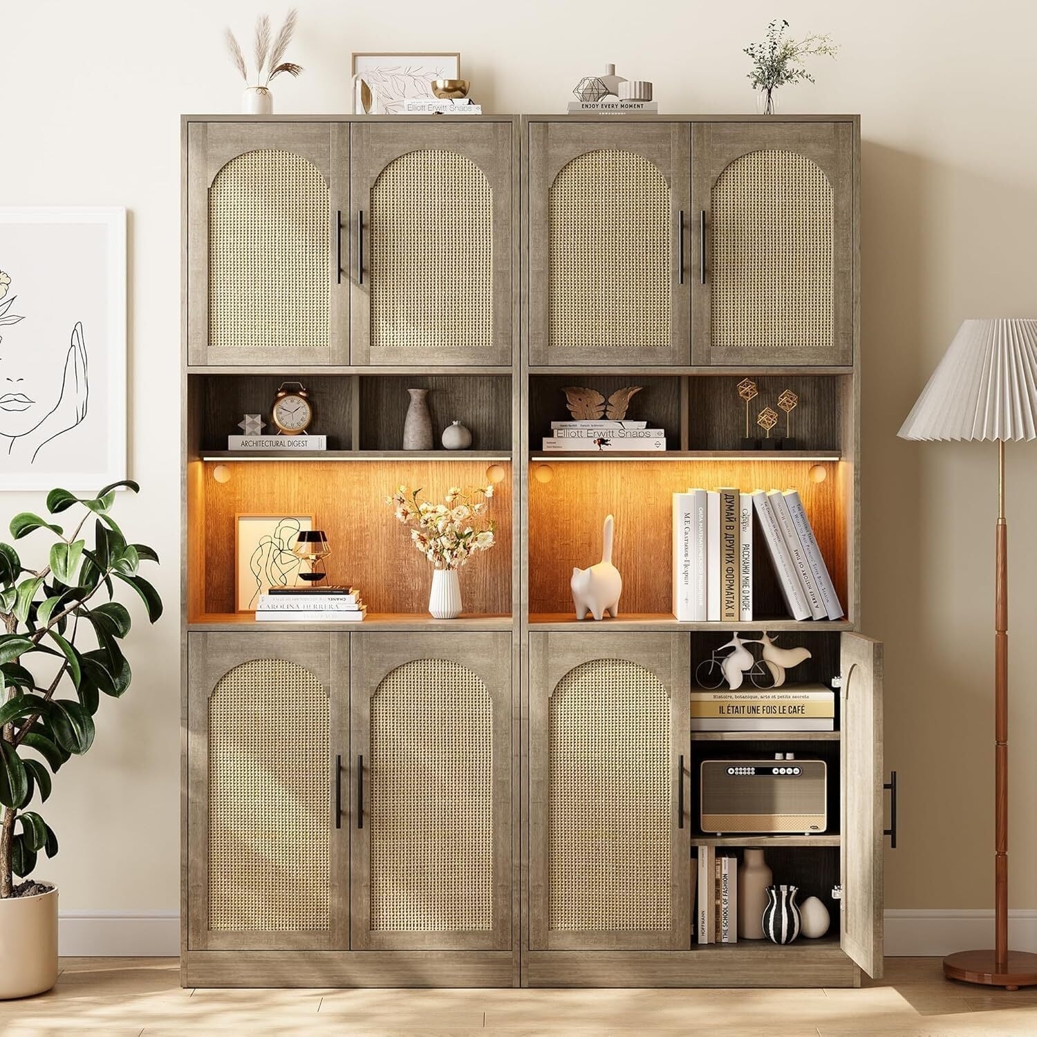 71" Tall Kitchen Pantry Cabinet Doors Adjustable Shelves