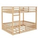 preview thumbnail 7 of 18, Stylish and Simple Full Size Wooden Bunk Bed, Solid Pine Full over Full Floor Bunk Bed Frame with Ladder and Guardrails