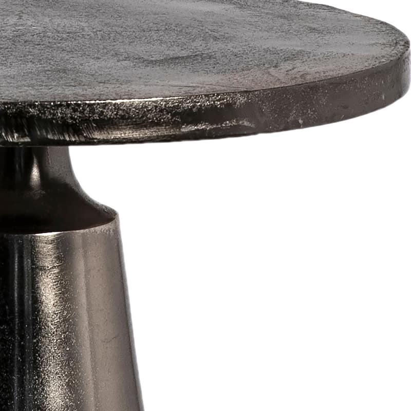 Jett 20" Round Aluminum Black Nickel Pedestal Base Side Table
