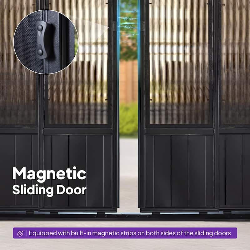 PURPLE LEAF Double Top Outdoor Sunroom All-Weather Screen House Patio Hardtop Gazebo