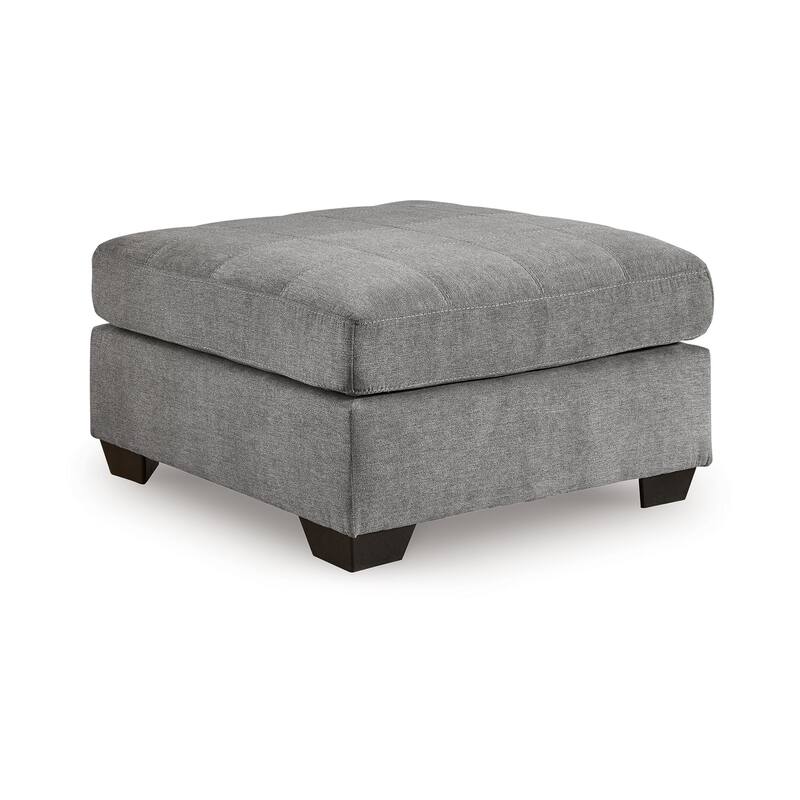 Marlow Oversize Ottoman, Stitch Details, Muted Gray Polyester 36 Inch