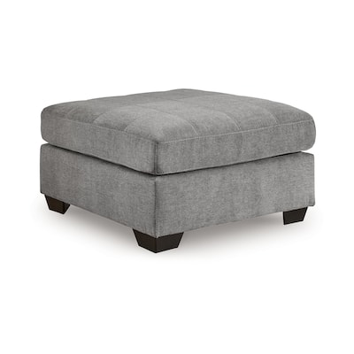 Marlow Oversize Ottoman, Stitch Details, Muted Gray Polyester 36 Inch