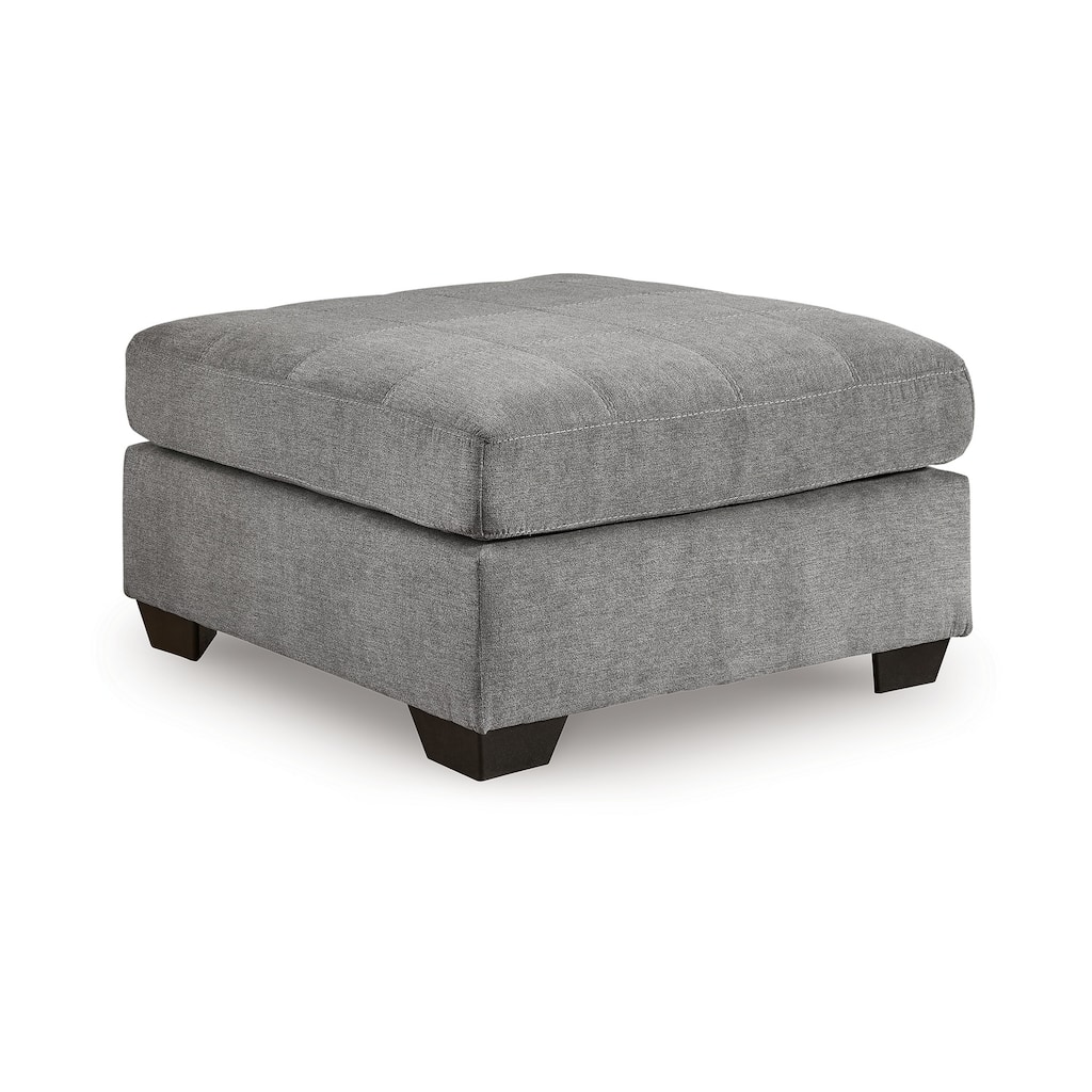 Marlow Oversize Ottoman, Stitch Details, Muted Gray Polyester 36 Inch