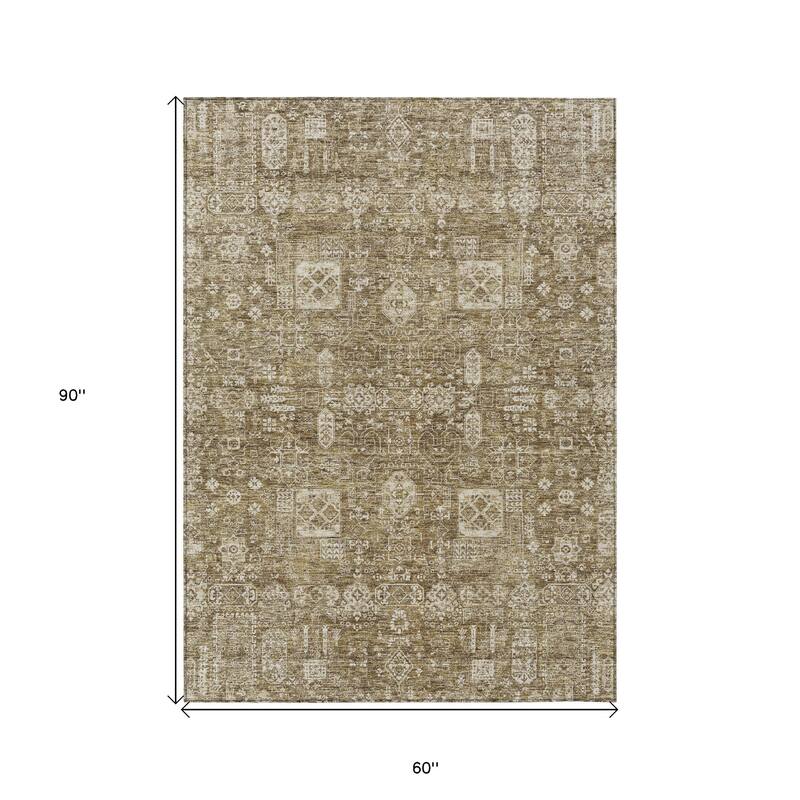 HomeRoots Oriental Transitional Rectangle Outdoor Rug