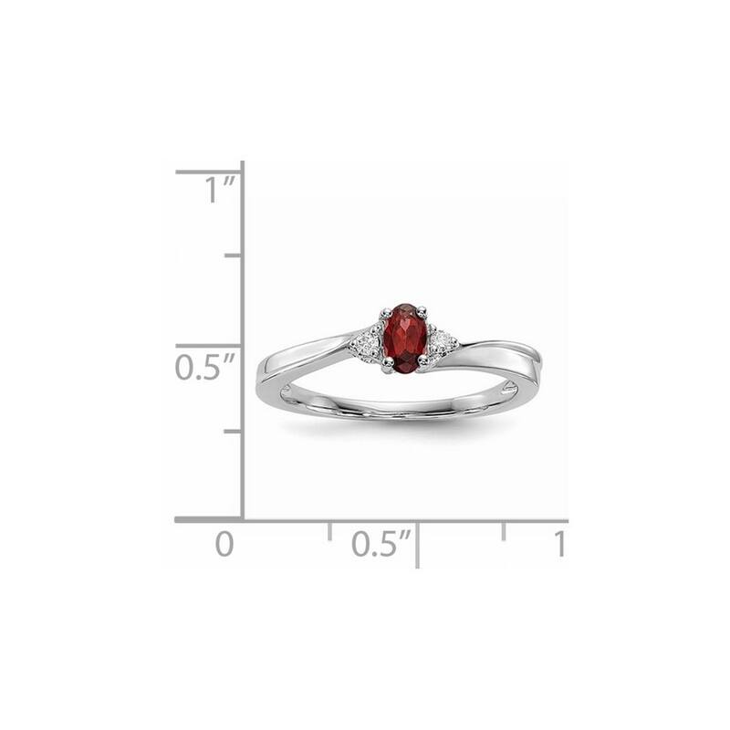 Curata 925 Sterling Silver Rhodium Plated Garnet Ring