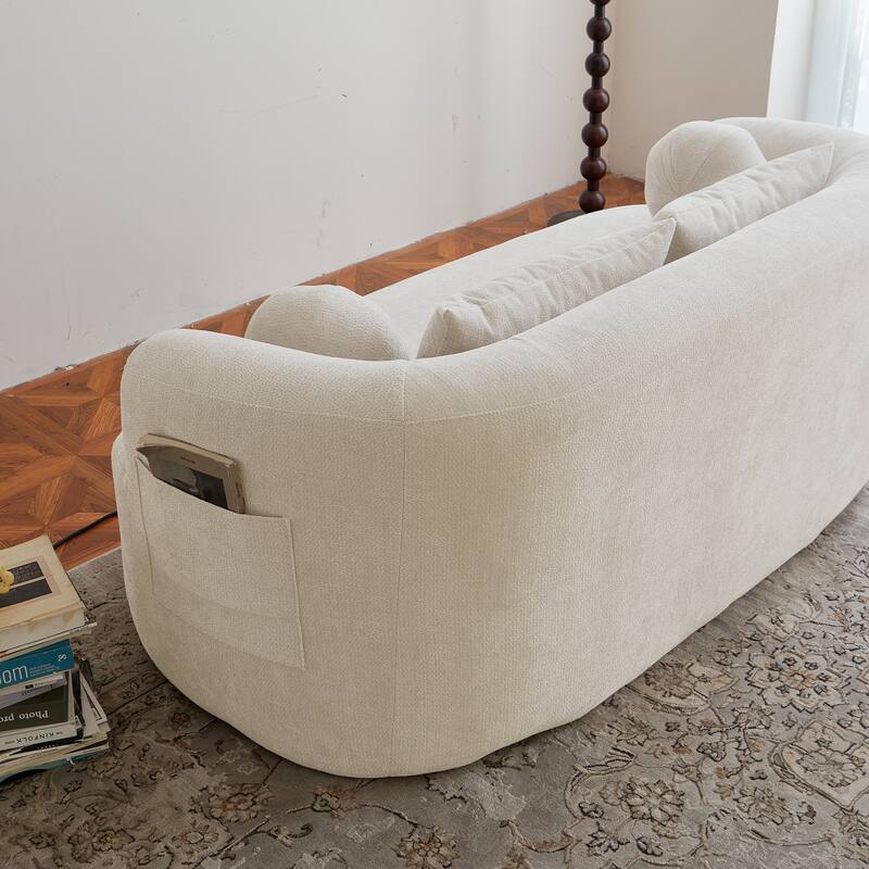 Modern Memory Foam Loveseat with 4 Pillows Chenille Fabric and High-Resilience Sponge, for Living Room, Bedroom, Apartment