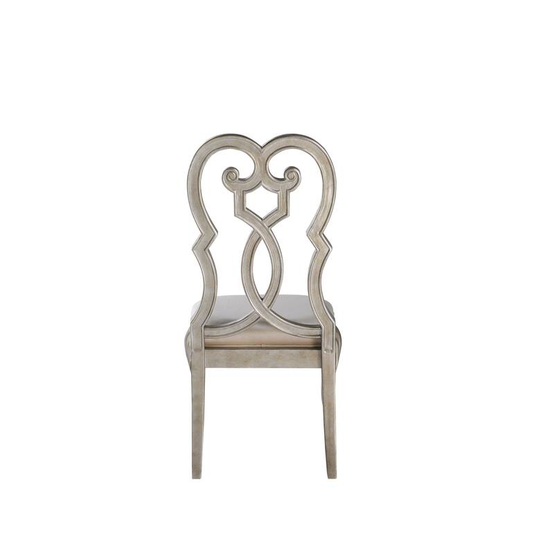 HomeRoots Set of Two Ivory and Champagne Upholstered Velvet And Solid Wood Dining Side Chairs