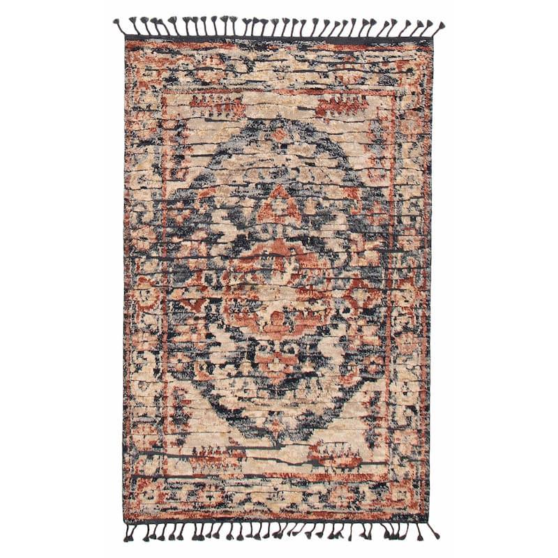 ECARPETGALLERY Hand-knotted Tangier Dark Grey, Khaki Wool Rug - 5'0 x 7'10 - Dark Grey/ Khaki - 5'0 x 7'10