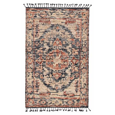 ECARPETGALLERY Hand-knotted Tangier Dark Grey, Khaki Wool Rug - 5'0 x 7'10