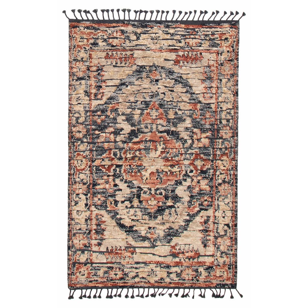 ECARPETGALLERY Hand-knotted Tangier Dark Grey, Khaki Wool Rug - 5'0 x 7'10