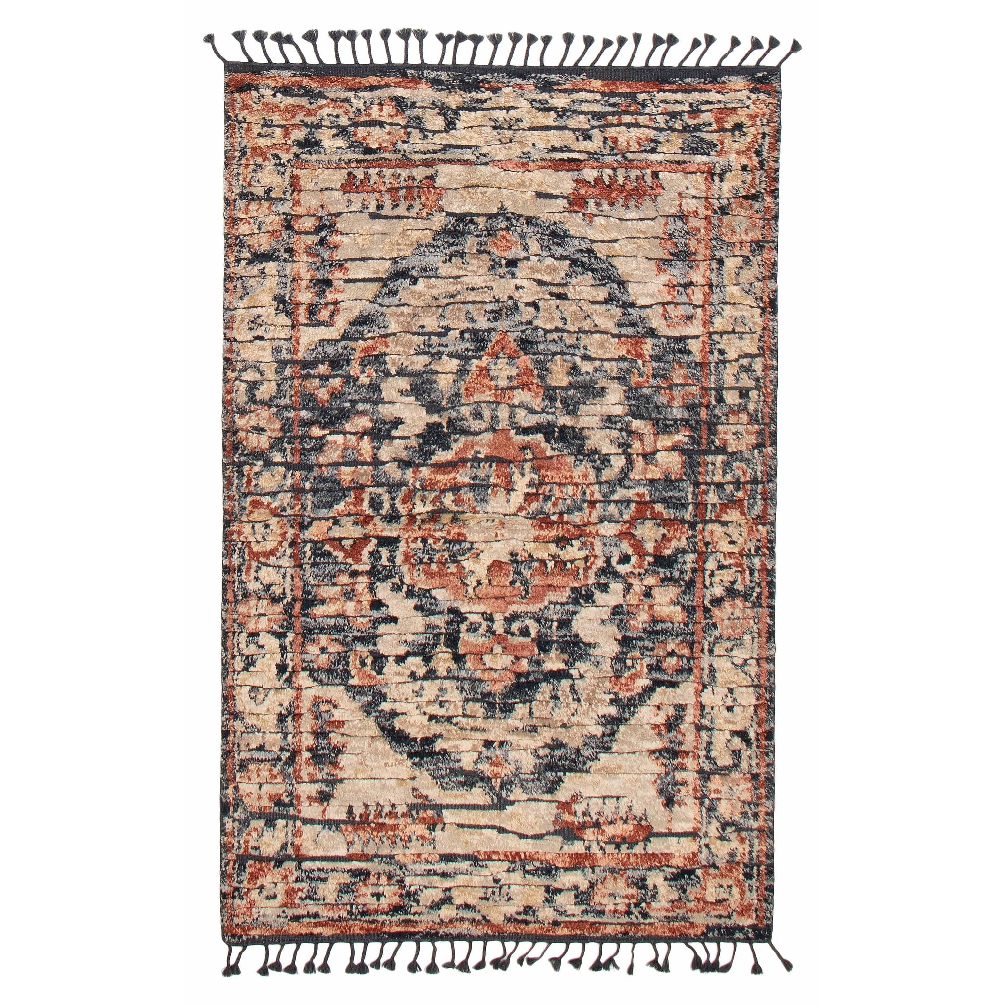 ECARPETGALLERY Hand-knotted Tangier Dark Grey, Khaki Wool Rug - 5'0 x 7'10