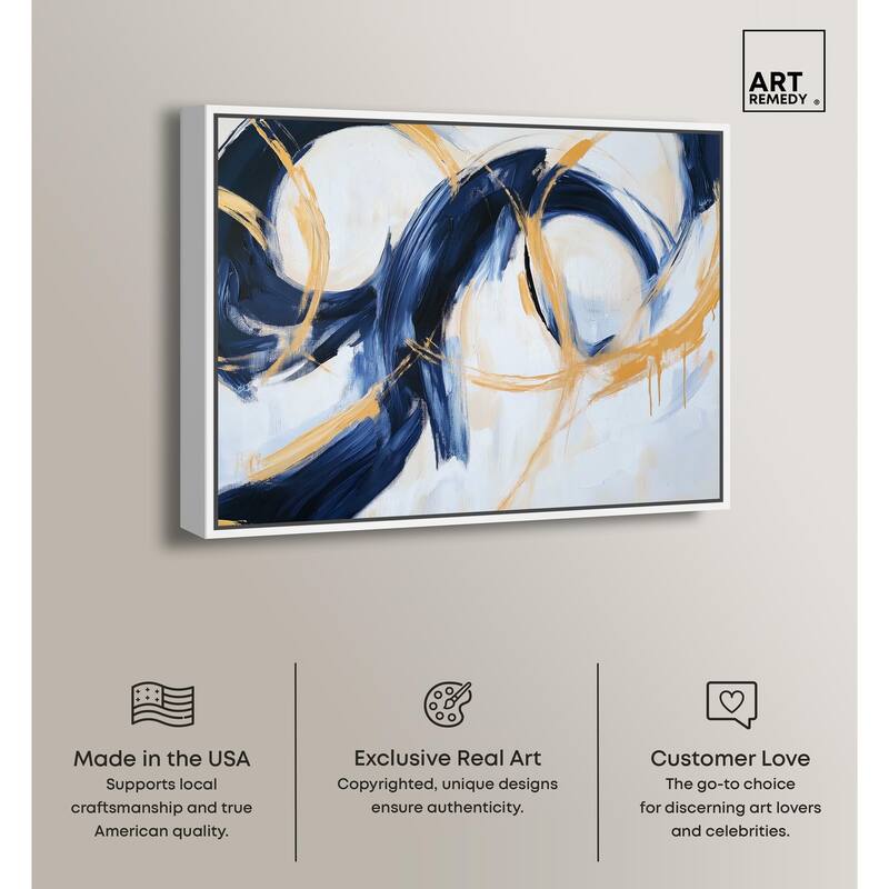 Navy and Gold Rings I Canvas by Art Remedy