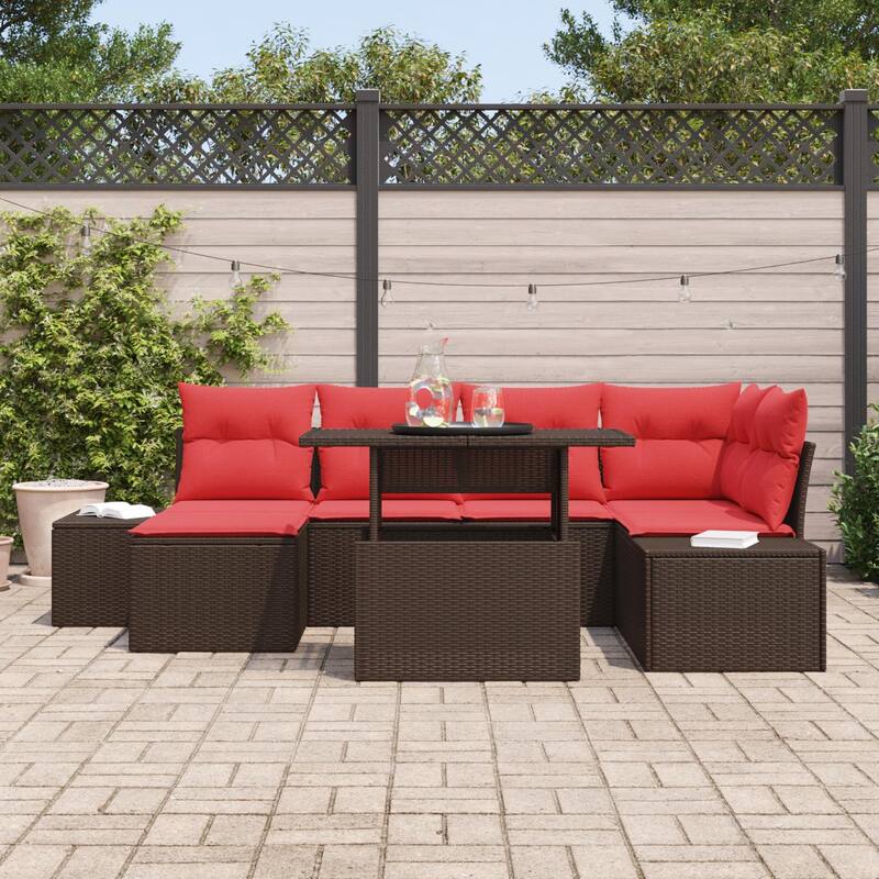 vidaXL 7 Piece Garden Sofa Set with Cushions - 103.9×60.6×27.2