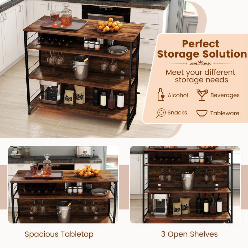 Costway Kitchen Island, 4-Tier Mini Bar Table Height Pub Table with - See Details